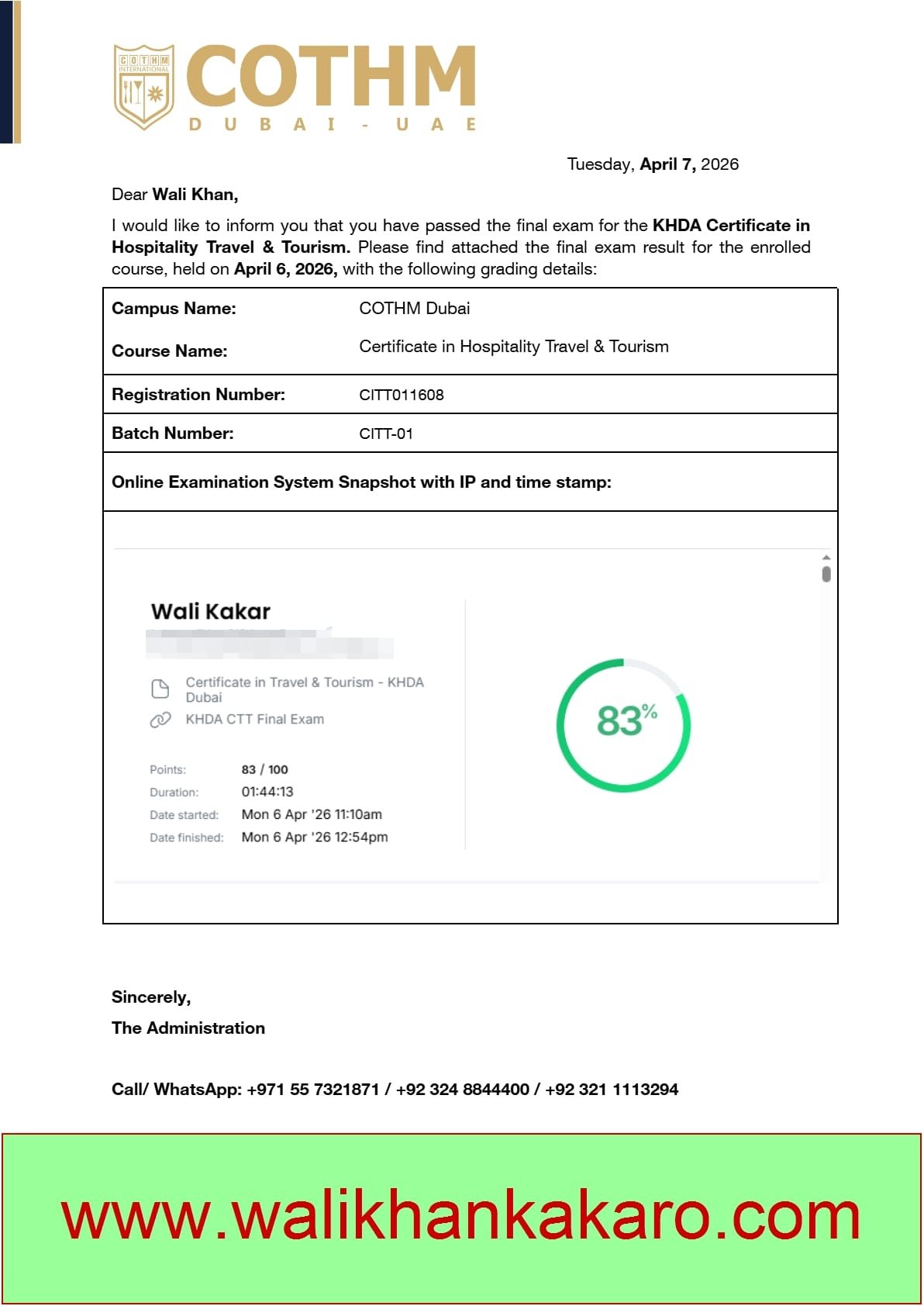 Certificate in Travel and Tourism COTHM Dubai Final Exam MCQs