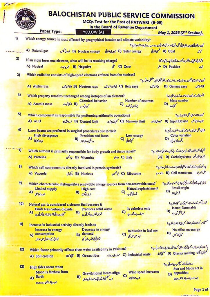 BPSC Patwari test 2026 14