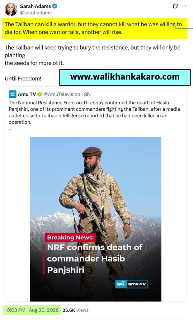 NRF commander Hasib Panjshiri was killed by Taliban 3