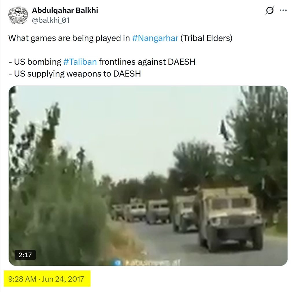 America was helping Daesh Khorasan in Achin District against the IEA in 2017 1