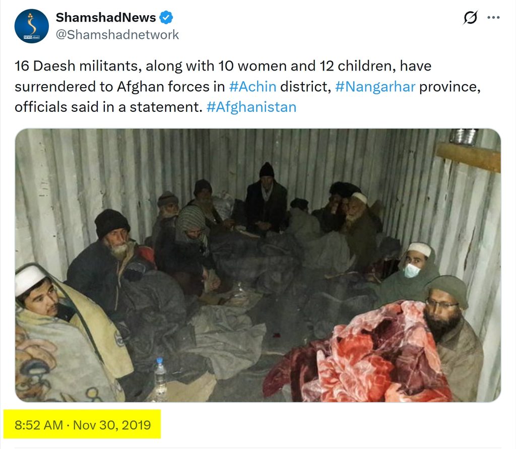 Daesh surrendered with their families to Ashraf Ghani government in Achin in 2019 2