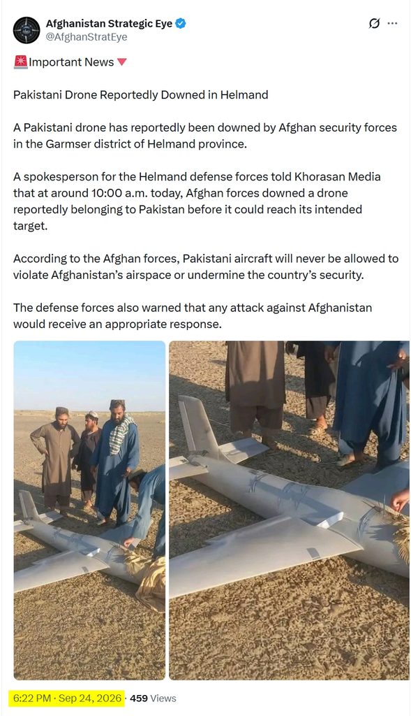 IEA Shot Down Pakistani Drone in Garmsir Helmand in 2026 1