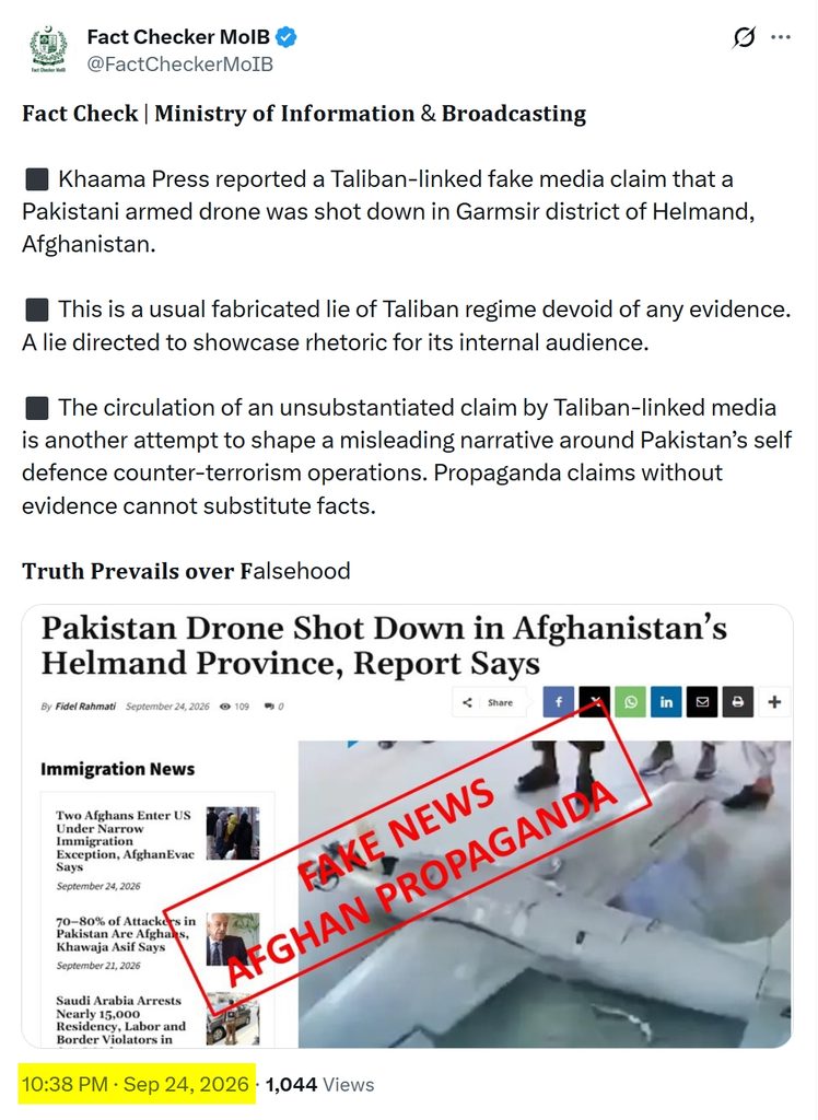 IEA Shot Down Pakistani Drone in Garmsir Helmand in 2026 10