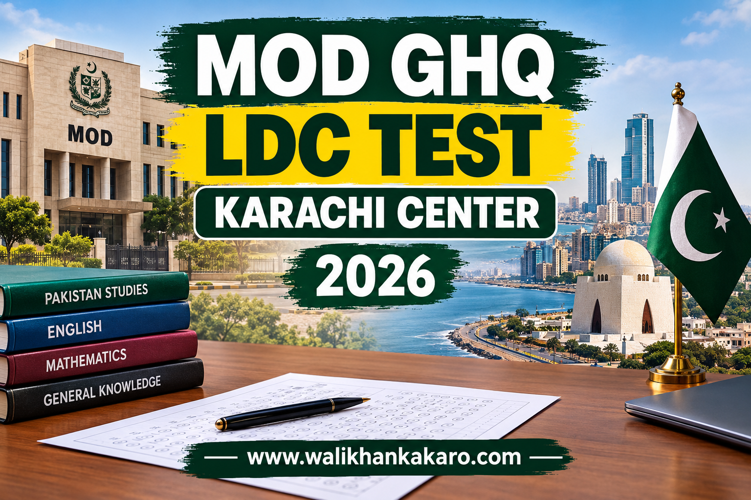 MOD GHQ LDC Test Karachi Center in 2026