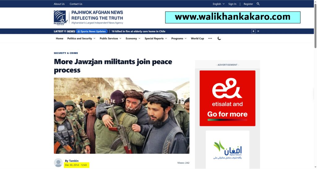 Mufti Nematullah Salafi surrendered in Jawzjan in 2014 3