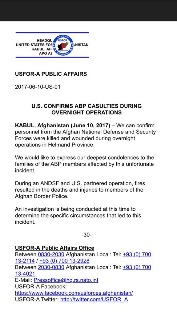 US airstrike killed 10 Afghan border police of the Ashraf Ghani government in Helmand in 2017 2